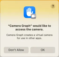 Camera permissions dialog