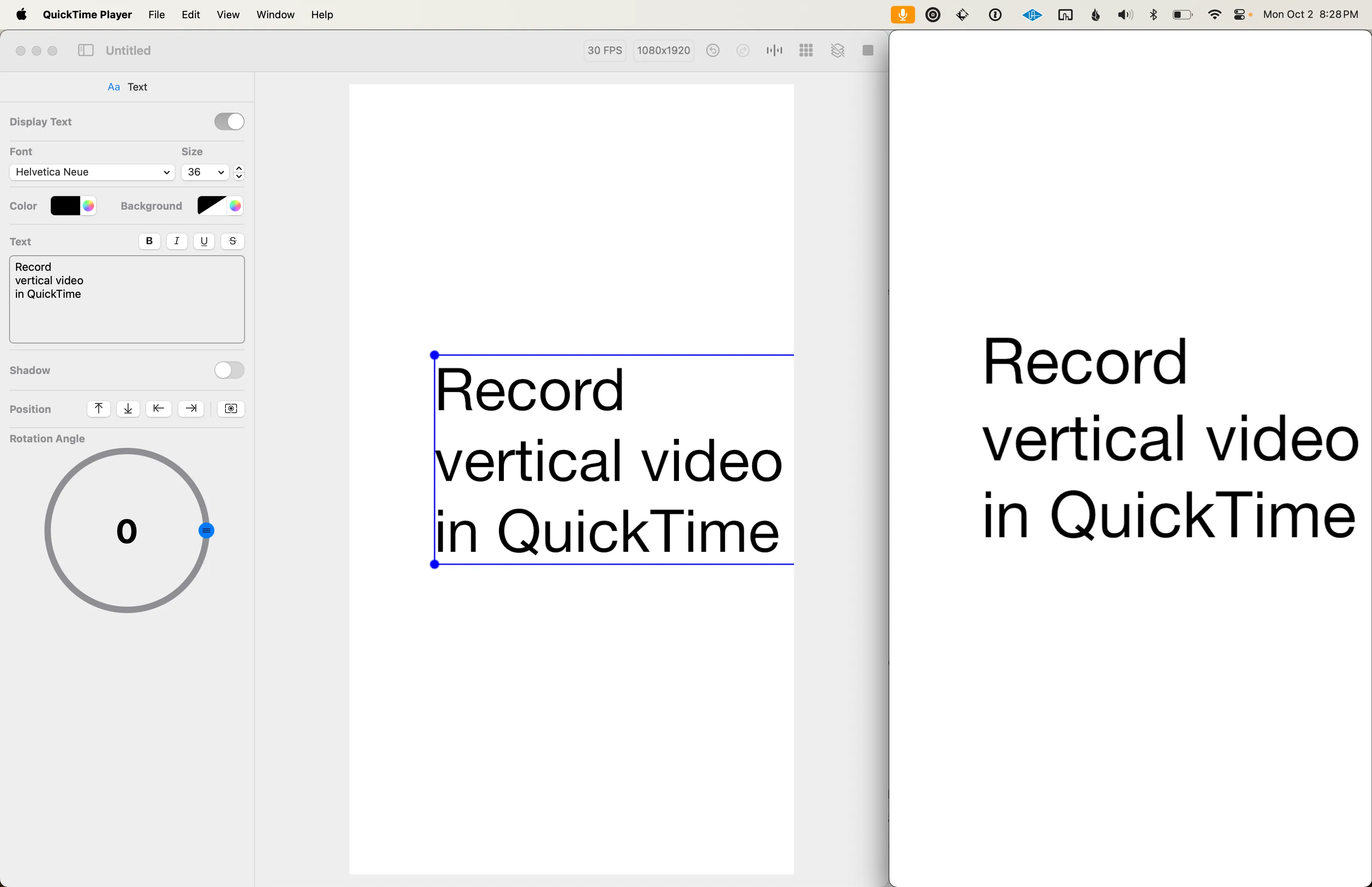 vertical video with QuickTime